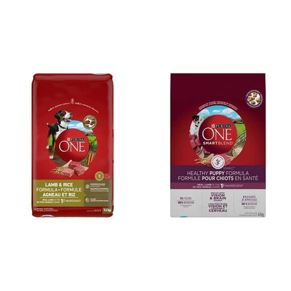 Purina ONE Smartblend Natural Dry Dog Food Bundle - Lamb & Rice (14 kg) + Puppy Food (6 kg)