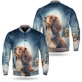thumbnail image 3 of Hello Winter Brittany Spaniel Welcome Snowy Night Watercolor Vintage All Over Print 3D Baseball Jacket Brittany Dog Lover Gifts Idea Bomber Jacket Softball - 01011, 3 of 6