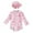 Pink, variant on Hienoo Newborn Girls One Piece Swimsuit Bow Prints Long Sleeve Rash Guard Hat Bathing Suit