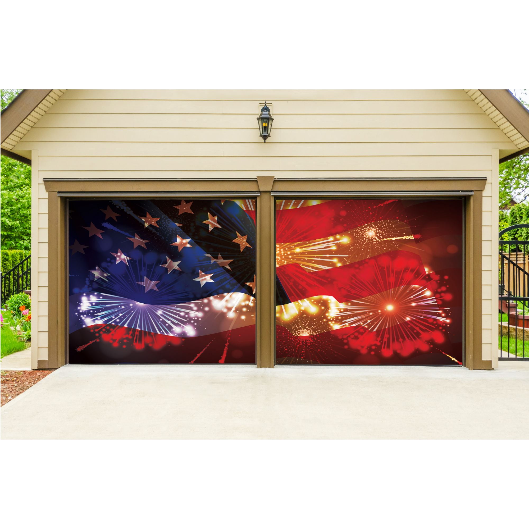 7' x 8' Blue and Gold Flag Split Car Garage Door Banner