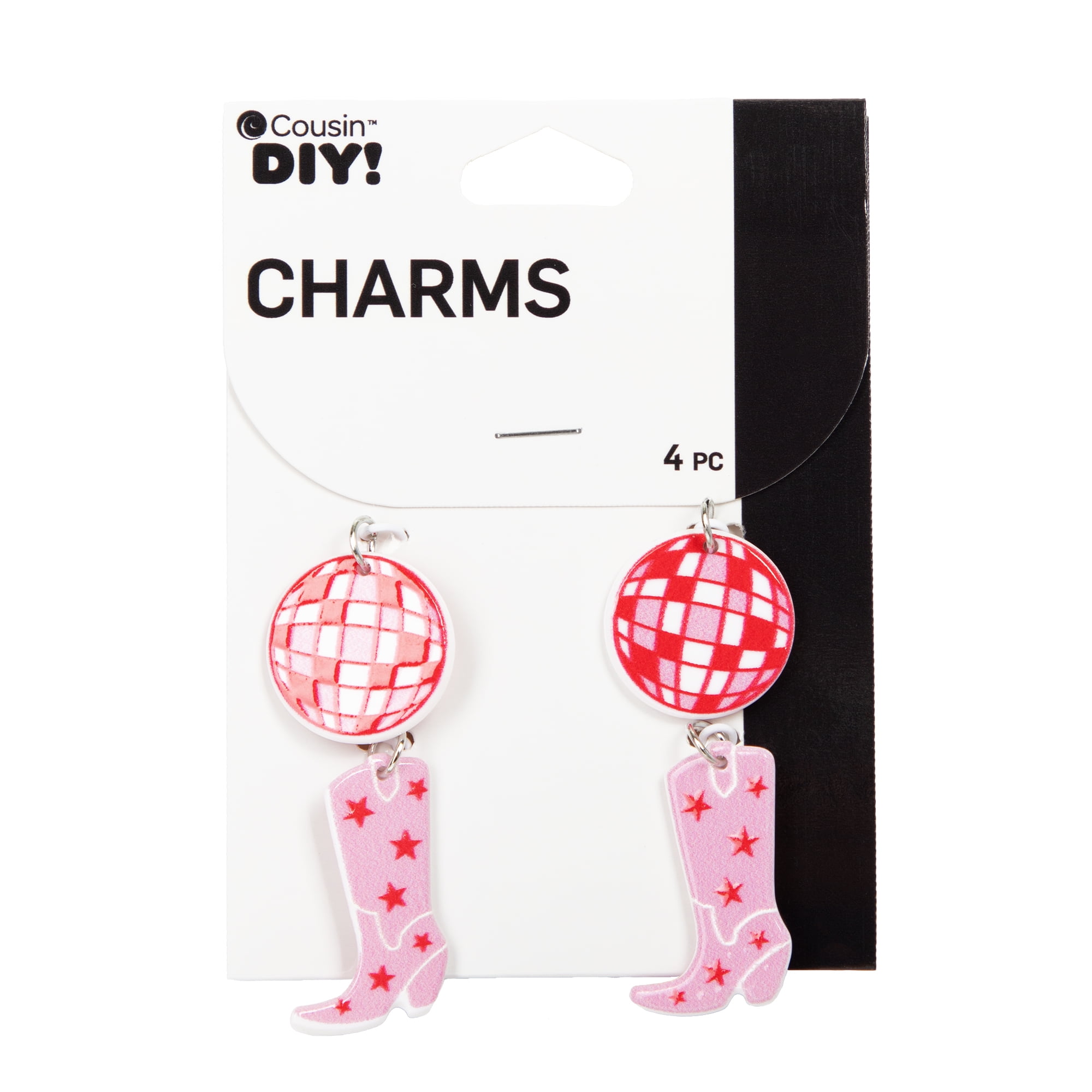 Cousin DIY 4 Piece Pink Disco Cowgirl Charm Set, Acrylic-Model 69995719