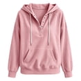 thumbnail image 6 of Turilly Women's Corduroy Henley Hoodie Half-Button Drawstring Pullover Sweatshirt with Kangaroo Pocket for Fall and Winter, 6 of 6