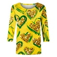 thumbnail image 4 of Craaazy Women's 3/4 Sleeve Valentines Printed Round-neck Tops Gifts, 4 of 6