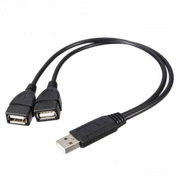USB 2.0 A Male To 2 Dual USB Female Jack Y Splitter Hub Power Cord Adapter Cable -