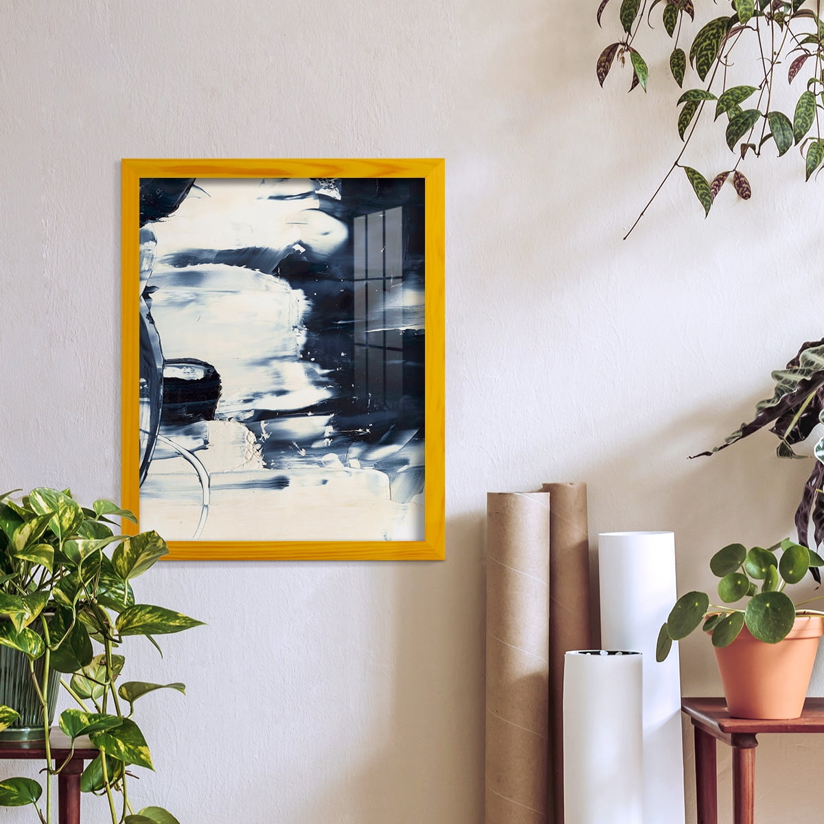 Wave Rider II -Framed Print w/glass-Sunflower Yellow