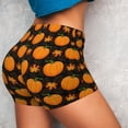 thumbnail image 4 of Balery Orange Pumpkin And Autumn Maple Pantalones cortos de entrenamiento estampados para mujer, sin costuras, ajustados, para gimnasio, yoga, correr, deportes, ejercicio activo, fitness.-Large, 4 of 8