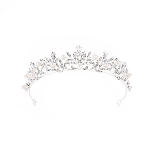 Zhuge Tiara de boda para novia, diadema de princesa, corona de novia, joyería para el cabello con diamantes de imitación de cristal, decoración para novia, cumpleaños, graduación, boda (plateada)