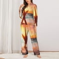 thumbnail image 3 of Kll Starfish Sunset Sea Beach Print Women'S Long Sleeve Pajamas With Pants Sleepwear Loungewear 2 Set-Large, 3 of 9