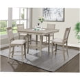 thumbnail image 6 of Modern Farmhouse Dining Table with Rotating Faux Marble Top, Beige Gray Finish, Counter Height, 6 of 6