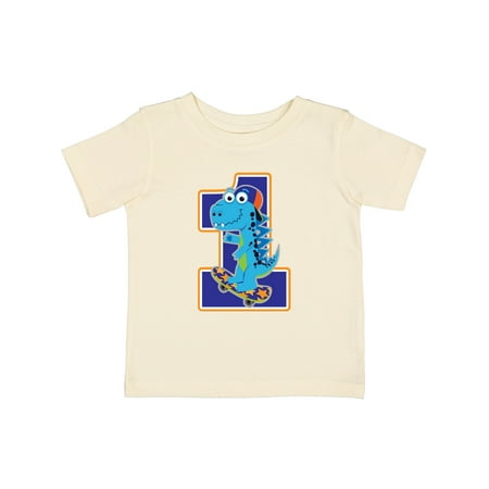 

Inktastic Skateboarding 1st Birthday Boy Dinosaur Gift Baby Boy T-Shirt