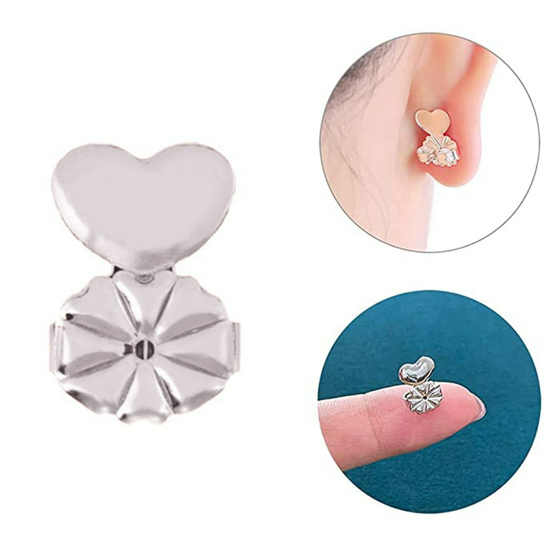 4 Pairs Earring Lifters, Hypoallergenic Heart Earring Backs For Droopy Ears  Adjustable For Heavy Earring(free Shipping)