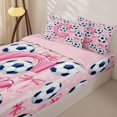 thumbnail image 3 of Manfei Cartoon Alphabet Print C Zipper Queen Comforter Set with Fitted Sheet and 2 Pillowcases,Pink Girly Bow Zipper Bedding Set,Pink Reversible,4 Pieces, 3 of 7