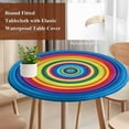 thumbnail image 3 of Colorful Circle Round Tablecloth 45-54 Inch Round Fitted Table Cloth with Elastic Edge, Art Modern Farmhouse Rainbow Waterproof Table Cover Protector for Outdoor Picnic Party Dining, 3 of 6