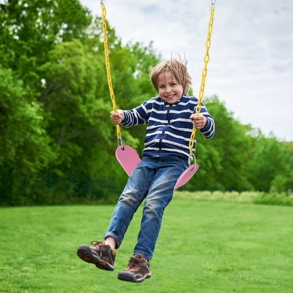 UBesGoo Kids Belt Swing Children Swing Set Replacement w/ Chain,Heavy Duty 660Lbs,Pink