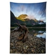 thumbnail image 3 of Ambesonne Landscape Tablecloth Rectangular Table Cover, Mountain Lake Skies, 60"x90", Blue and Brown, 3 of 4