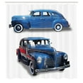 thumbnail image 3 of Ambesonne Vintage Car Shower Curtain, Retro Themed Car Print, 69"Wx84"L, Blue and Red, 3 of 5
