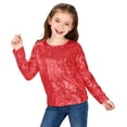 thumbnail image 5 of FAWUUDO Girls Short Sleeve Sequin Shirts Party Glitter Sparkly Tops Blouse, 5 of 8