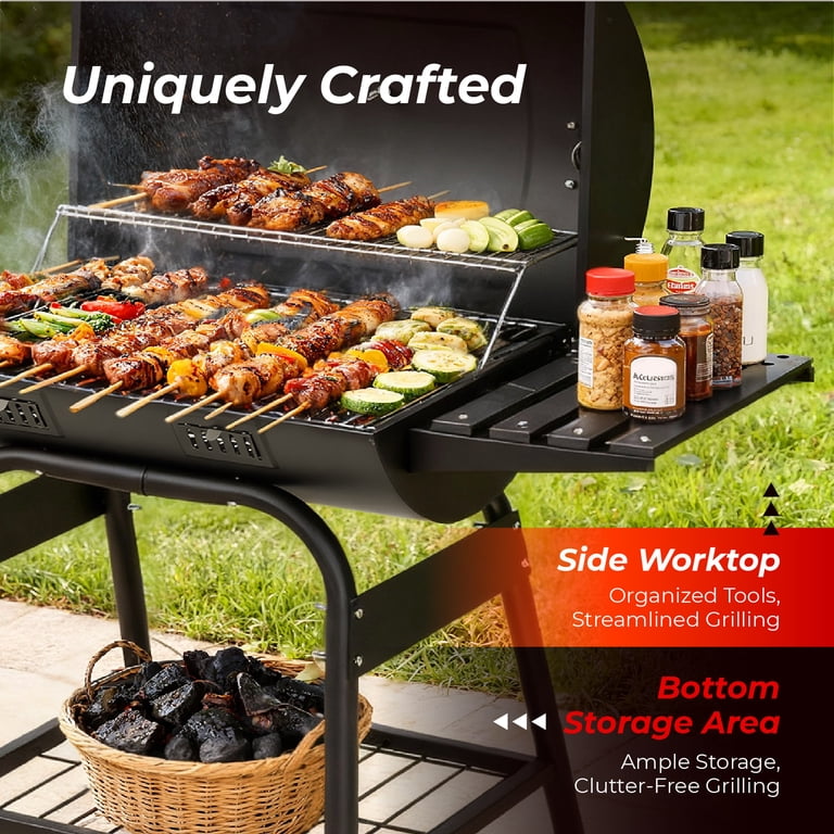 Ktaxon BBQ Grill Outdoor Charcoal Grill Offset Smoker for Patio