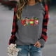thumbnail image 2 of Túnica de moda Gibobby Sudadera con estampado navideño para mujer Top a cuadros rojo S, 2 of 5