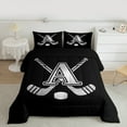 thumbnail image 2 of Homewish Kids Teens Ice Hockey Bedding Comforter Set for Boys Girls, Black Gray Monogrammed Twin Comforter Sets, Sports Theme Bedding Set, Soft Home Decor, 2 of 8