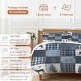 thumbnail image 6 of 3 Piece Navy Blue Plaid Duvet Cover Set California King,Microfiber Comforter/Quilt Cover with Corner Ties and 2 Pillowcases,Vintage Farmhouse Animals Tree All Season Soft Bedding with Zipper Closure, 6 of 8