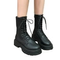 thumbnail image 5 of UngA Womens Combat Boots Ankle Boots Lace-Up Platform Lug Sole Women’s Boots Black,Size 7.5, 5 of 7