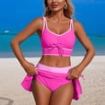 thumbnail image 2 of GEWSEY High Waisted Sporty Bikini Sets for Women Ruched Lace Up Bikini Tops & Swim Skirts 2 Piece Bathing Suits Swimsuit (Hot Pink, M), 2 of 7