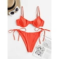 thumbnail image 3 of ZAFUL for Women Ribbed Underwire Tie Side Bikini Set Orange S, 3 of 7