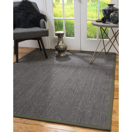 Natural Area Rugs Shadows Custom Sisal Rug, 8', Octagon Green Border