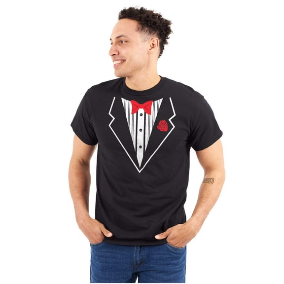 Classic Fake Printed Tuxedo Costume Men's Big & Tall Crewneck Graphic Tee Brisco Brands 2X