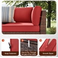 thumbnail image 5 of Aoxun 14-Piece Outdoor Cushion Set - Water Repellent Replacement Cushions for L-Shaped Deep Seat Patio Sofas, 6-Seat Wicker Furniture Cushions Wine, 5 of 8