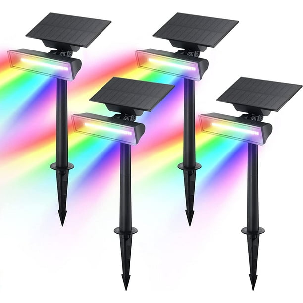 Linkind Solar Spot Lights Outdoor, 54 LEDs RGB Color, IP67 Waterproof Landscape Spotlights, 4