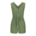thumbnail image 4 of AXXD Shorts For Women Clearance Under $10, Solid Button Sleeveless Deep V Lacing Belt Jumpsuit Jean Shorts for Teen Girls Army Green 8, 4 of 8