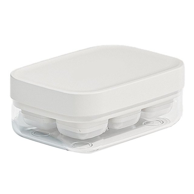 6 Compartment Mini Ice Tray Press Release Spill Proof Ice Cube Mold Tray Storage Box for Household White