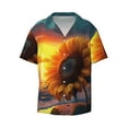 thumbnail image 3 of Goofa Sunset Coast Sunflower Printed Men's Casual Short-sleeved Shirt,Lightweight Breathable Button-down,Summer Casual men's top,Versatile Fashion shirt-Medium, 3 of 7