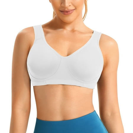 

Gotoly High Impact Sports Bra for Womens Wireless Adjustable Straps Supportive Bounce Control Girls Gym Running Bra(White X-Large)