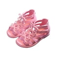 thumbnail image 4 of naisibaby Toddler Baby Girls Cute Solid Color Shoes, Kids Bow Hollow Out Non-slip Soft Sole Beach Roman Sandals Pink 5 T, 4 of 9