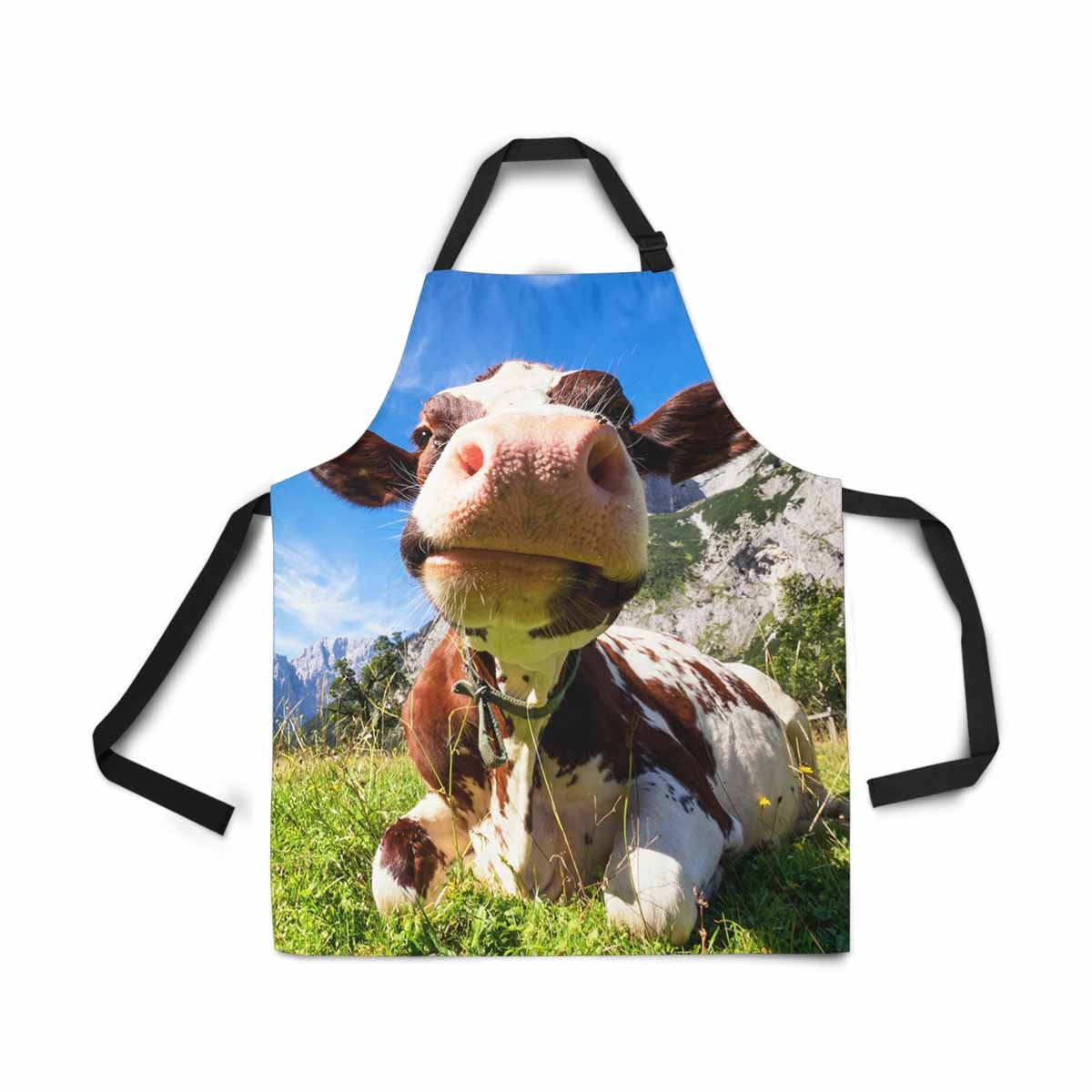 ASHLEIGH Cows at The Karwendel Mountains in Austria Apron for Women Men Girls Chef with Pockets Blue Sky White Cloud Bib Kitchen Cook Apron for Cooking Baking Gardening Pet Grooming Cleaning