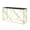 thumbnail image 4 of Modern Glass Console Table, 55" Gold Sofa Table with Sturdy Metal Frame and Black Tempered Glass Top, for Living Room Entryway Bedroom (Polished Golden), 4 of 8