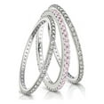 thumbnail image 2 of 925 Sterling Silver Ring 2mm Pink and White 3-Piece Set Stackable Eternity Band Women's Accent, 2 of 4
