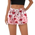 thumbnail image 4 of Womens Pajama Shorts Heart Print Flannel Bottoms Drawstring Waist Lounge Casual Comfy Spring Sleep Shorts L Polyester, 4 of 4