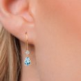 thumbnail image 3 of Gem Stone King 14K Yellow Gold Sky Blue Topaz and Lab Grown Diamond Earrings for Women | 1.13 Cttw | Gemstone November Birthstone | Pear Shape 6X4MM, 3 of 6