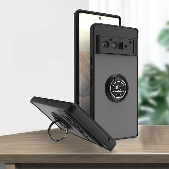For Google Pixel 7 Cover, Ring Stand Bracket 15ft Drop Test Shockproof Cover for Pixel 7 Black