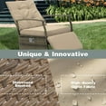 Outdoor Recliner Chair Set, Adjustable Rattan Recliners with Glass