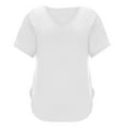 thumbnail image 6 of Scyoekwg Plus Size Tops for Women Trendy Clothes Short Sleeve Loose Comfy Blouse Tshirt V-Neck Elegant Shirts Casual Going Out Tops Classic Solid Color Cute Tops (White,L), 6 of 6