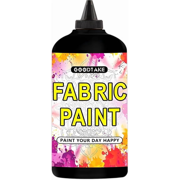 GOODTAKE Fabric Paint For Clothes Permanent, Black Acrylic Paint For Canvas Painting, Canvas Paints, Clothing Paint, Textile Paints (Black, 10.5 Fl.Oz)