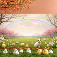 thumbnail image 5 of Colorful Eggs Easter Banner Cherry Blossom Spring Backdrop Rainbow Cute Bunny Egg Hunt Background for Easter Party Spring Celebration Kids Activity, 5 of 9