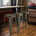 thumbnail image 4 of Homall 30" Indoor Outdoor Stackable Industrial Square Wood Top Modern Metal Bar Stool, Set of 4, Gun, 4 of 7