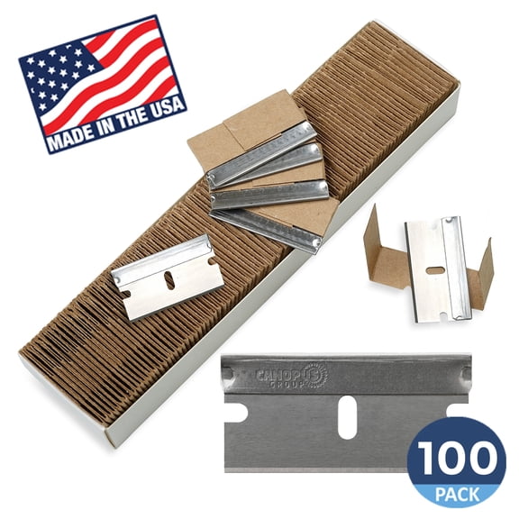 Single Edge Industrial Razor Blades, Safety Straight Edge Razors, Box & Carton Cutter Replacement Blades, Glass & Paint Scraper Razor Blades (Box of 100) - Fits ALL Standard Tools -0 Made in USA