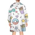 thumbnail image 2 of Wearable Oversized Blanket,Colorful Fantasy Food Elements Pattern Wearable Blanket Hoodie for Adults,Cozy Hooded Blankets with Super Pockets,Super Warm Fuzzy Pullover for Women & Men, 2 of 6